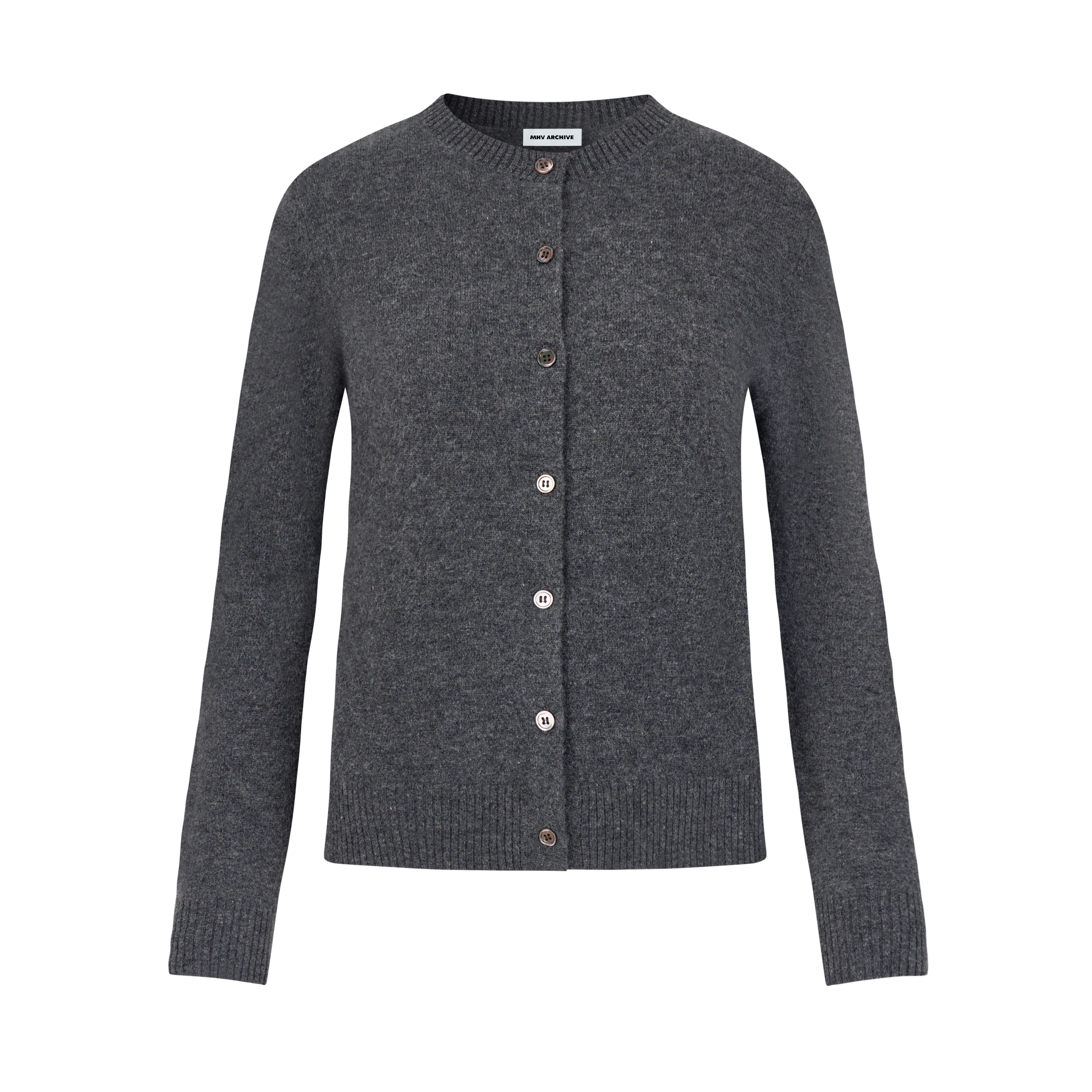 MHV ARCHIVE 澳洲美利奴羊毛女士圆领中长款开衫针织毛衣