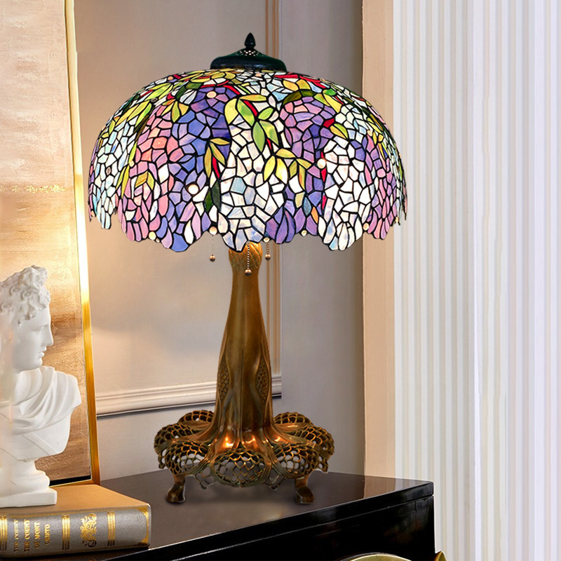 【粉紫藤】22寸限量全铜奢华古董别墅艺术美式复古装饰客厅大台灯,家装灯饰光源,装饰台灯,淘宝优惠券,粉丝福利购,淘宝优惠卷