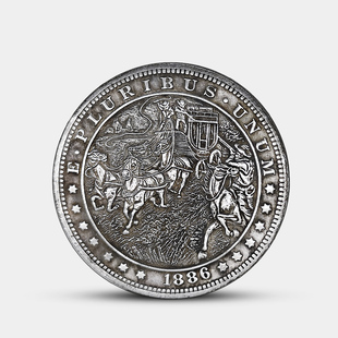 西部牛仔关山飞渡流浪币 1886马背上的英雄纪念章古玩银元硬币