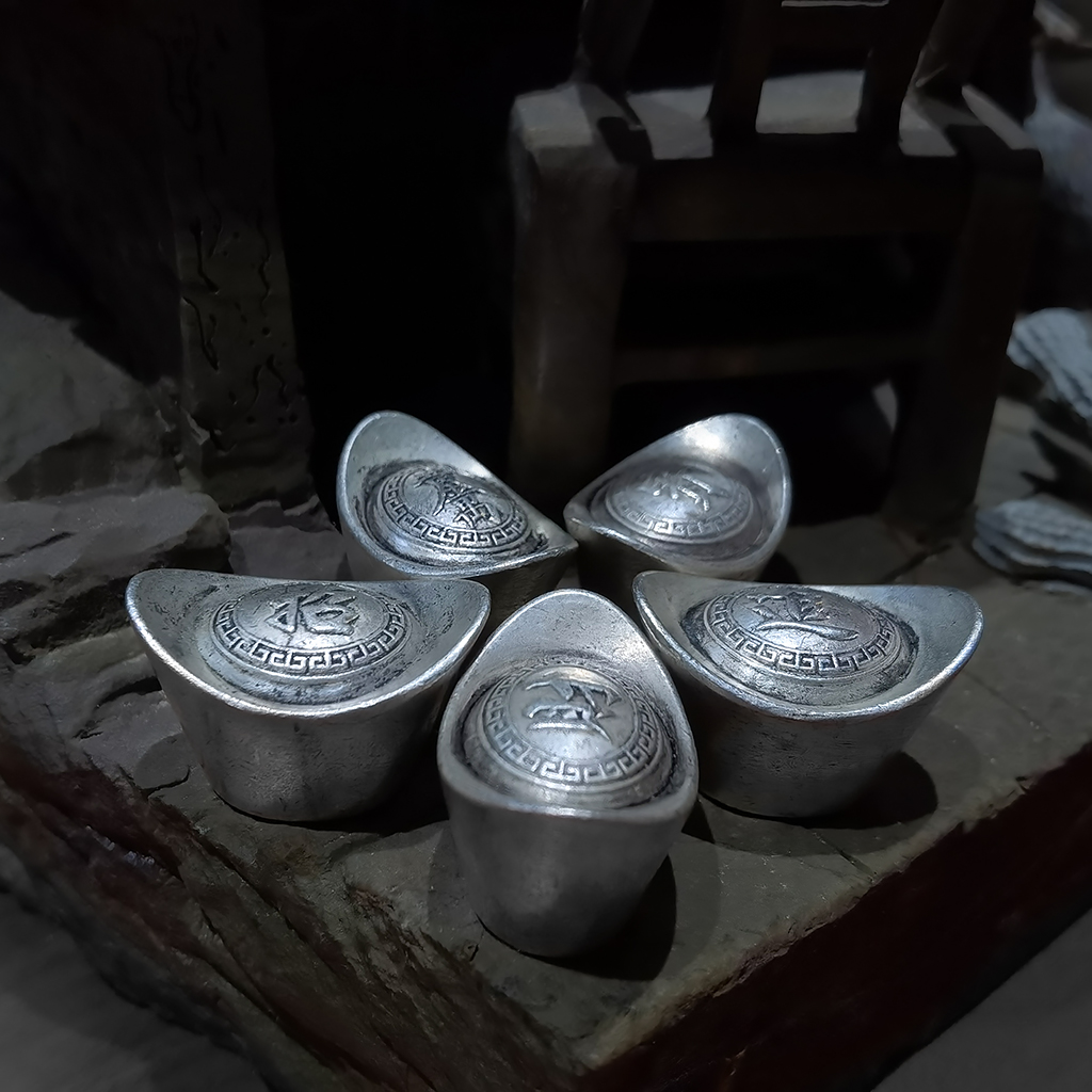 【银子进宝】古代银子古玩收藏大清库银电影道具实心仿古银锭子_虎窝淘