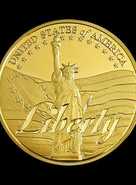 自由女神Liberly金银纪念章 外国硬币创意玩具把玩金属工艺品收藏