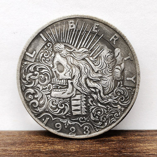 经典骷髅题材银元雕刻仿古硬币