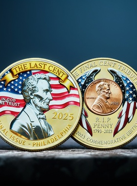 R.I.P PENNY林肯纪念章THE LAST CENT 1793-2025金属浮雕文创