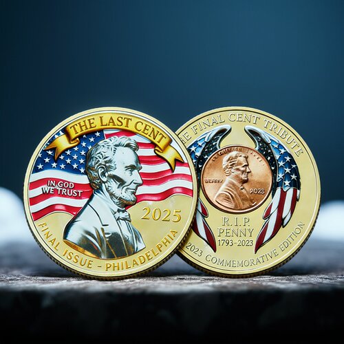 R.I.P PENNY林肯纪念章THE LAST CENT 1793-2025金属浮雕文创