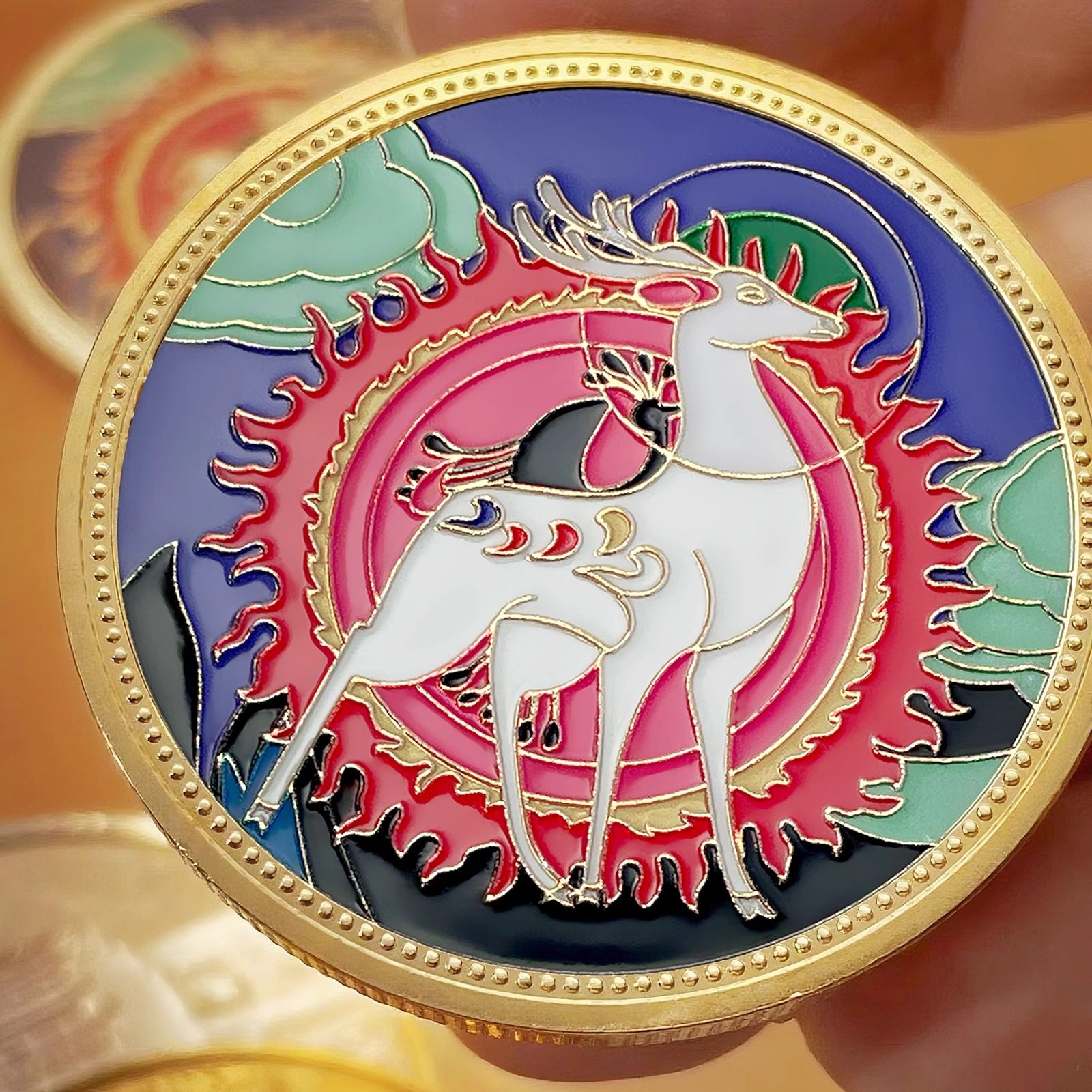 敦煌鹿石窟纪念币中国风旅游景点纪念章金属浮雕礼品收藏