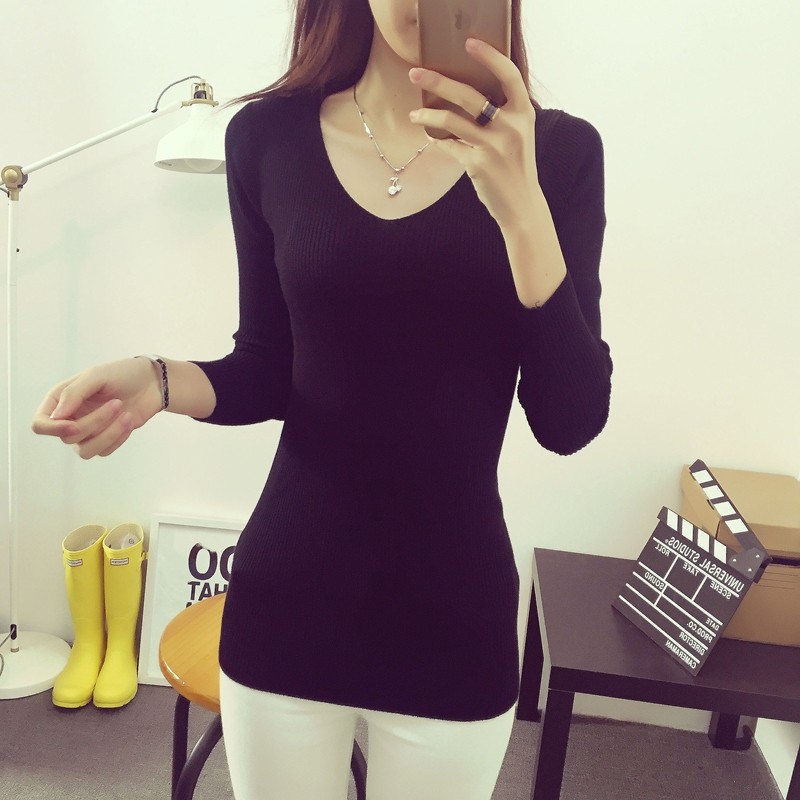 中长款修身打底衫百搭毛衣套头