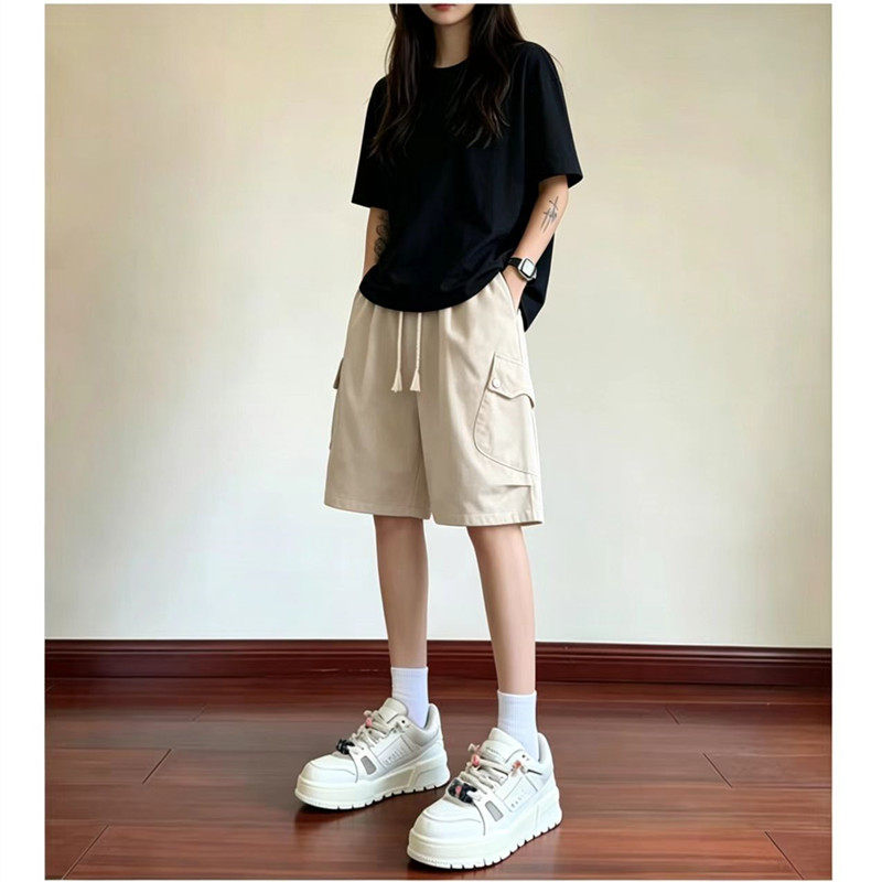 韩版日系帅气工装短裤女夏季外穿阔腿运动短裤五分中裤ins潮