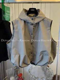 2025时尚连帽运动休闲风马甲背心外套风衣女宽松休闲小众秋装新款