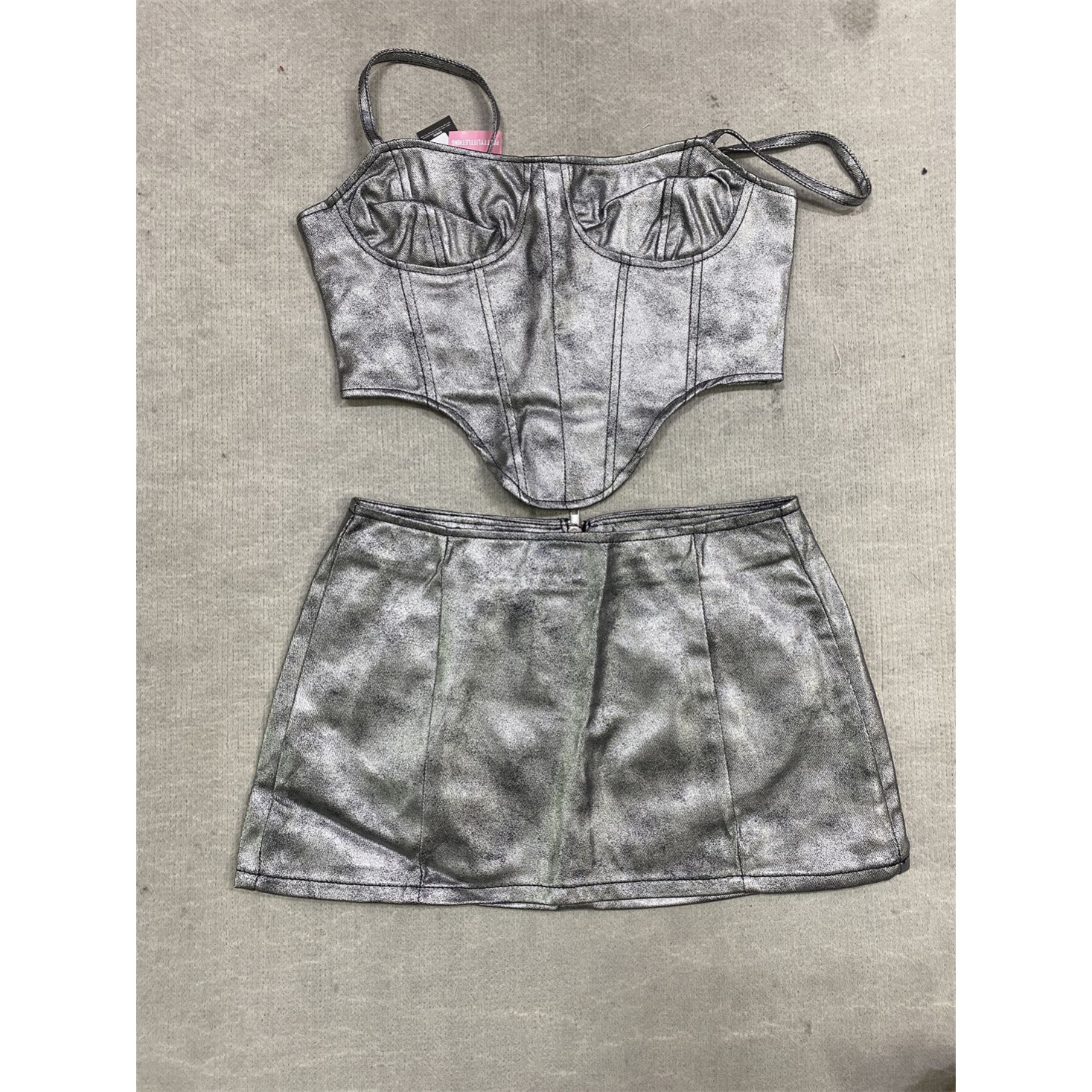 欧美涂层银色性感辣妹爆款吊带套装2026春夏季新款时尚ins甜酷,女装/女士精品,背心吊带,淘宝优惠券,粉丝福利购,淘宝优惠卷