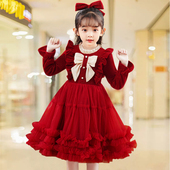 儿童公主裙秋冬季 女童连衣裙秋季 加绒蓬蓬裙新款 超洋气小女孩童装