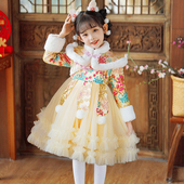儿童汉服连衣裙冬加绒中国风女孩唐装 公主裙冬 裙子拜年服女童冬季