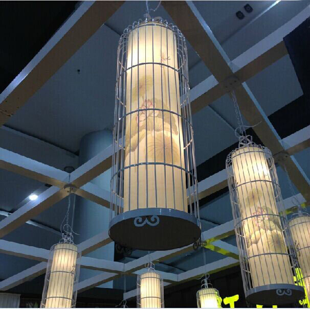 新中式鸟笼灯仿古美式餐厅吊灯创意个性铁艺灯笼酒店茶楼客厅灯饰