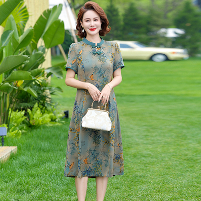 妈妈夏装连衣裙时尚洋气裙子