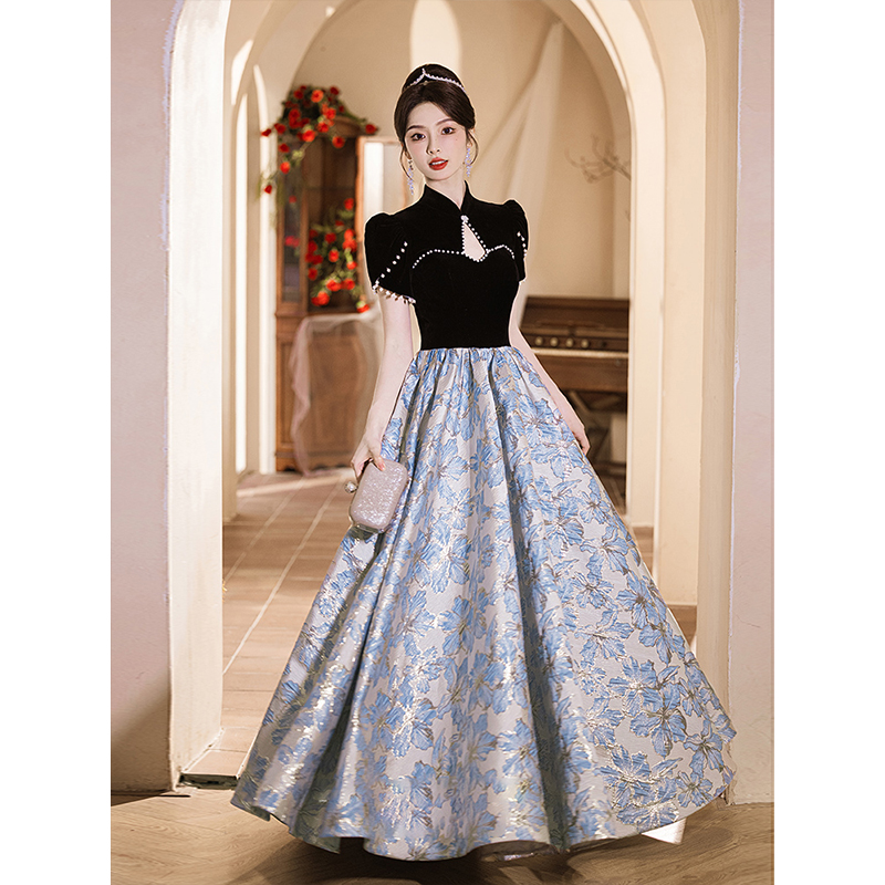 法式晚礼服裙女高级感宴会主持人