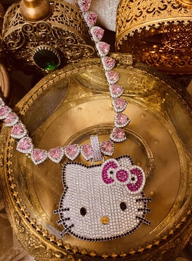 Hellokitty卡通动漫凯蒂猫吊坠满钻轻奢小众锁骨链可爱甜美饰品