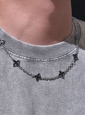 美式18k金四叶草十字星贝母项链