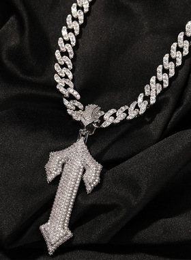 CentralCee同款满钻十字架吊坠嘻哈说唱潮流饰品男士街头珠宝配饰