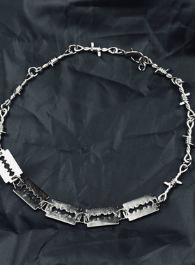 嘻哈说唱荆棘刀片短项链