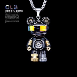 赛博朋克小熊项链男款吊坠潮牌嘻哈风百搭高级感配饰炫酷潮流饰品