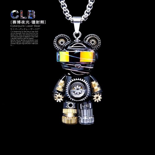 赛博朋克嘻哈风小熊项链