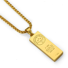 欧美日韩999金块18K金GD同款hiphop嘻哈方块吊坠项链饰品男女情侣