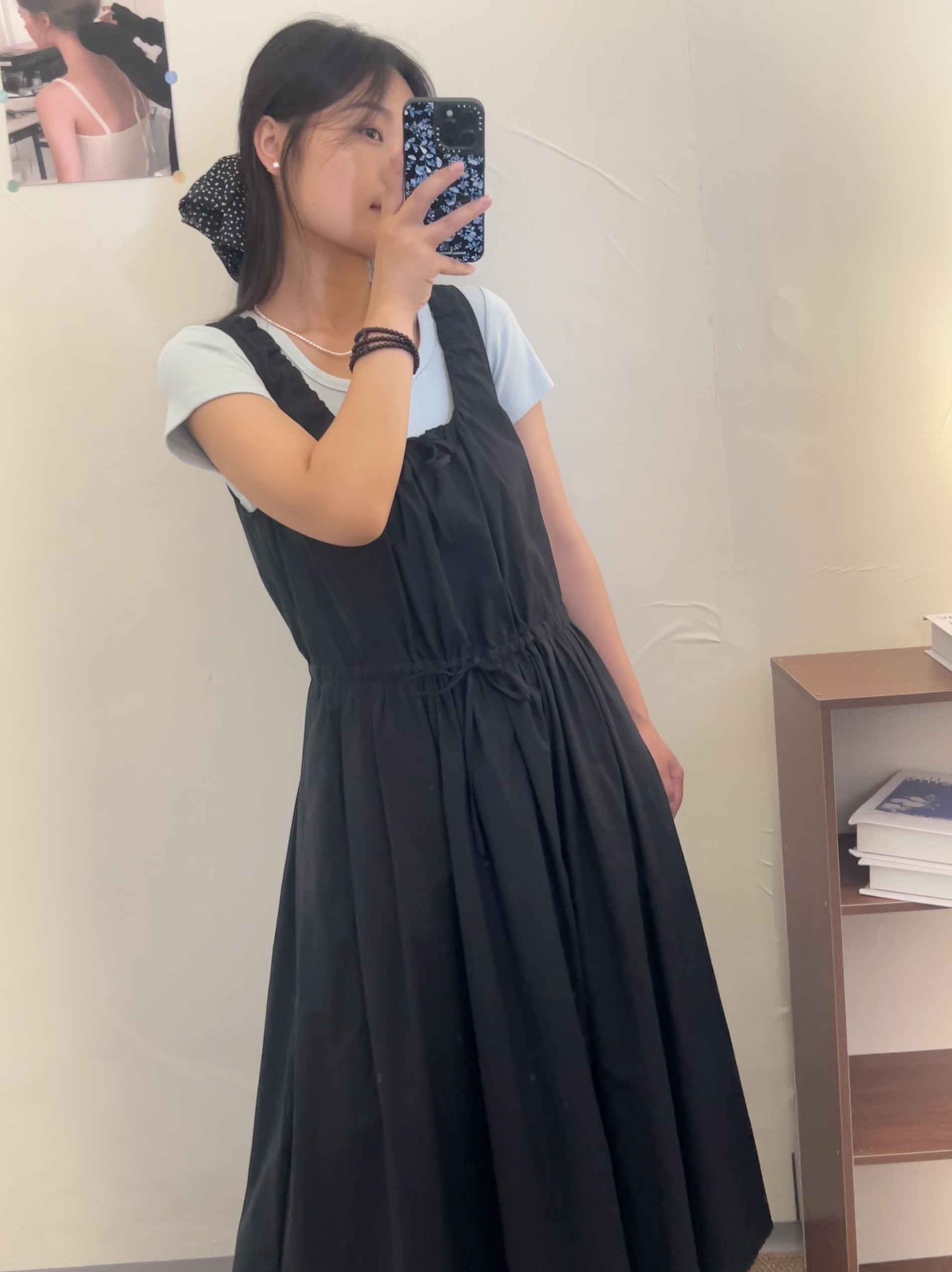 现货！MAKE淑女韩系纯色背带U领吊带可盐可甜蝴蝶结绑带连衣裙