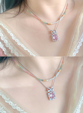 天然水晶手链吊坠海蓝宝粉玉髓草莓晶送女友闺蜜