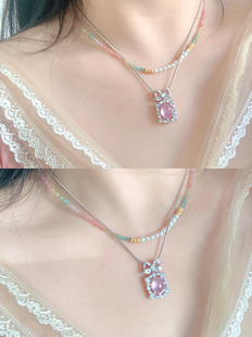 天然水晶手链吊坠海蓝宝粉玉髓草莓晶送女友闺蜜