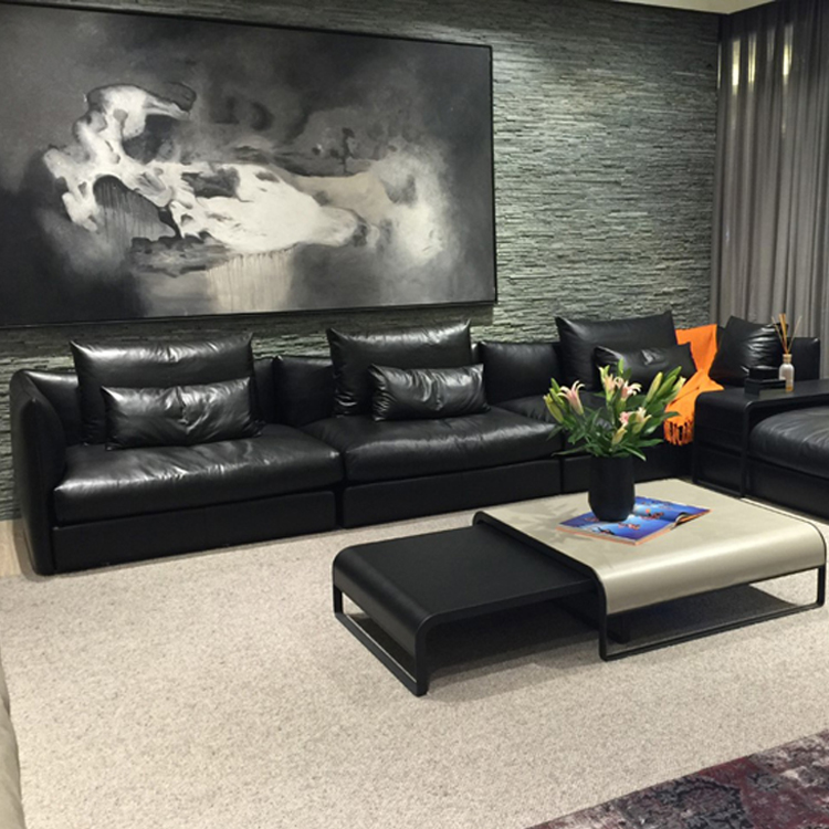 睿智u家私家具头层牛皮沙发组合简约现代真皮三人位羽绒沙发可定