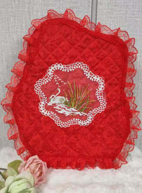 欧式家用星形状镜子全包防尘套定制韩式梳妆台盖巾喜庆红色保护套