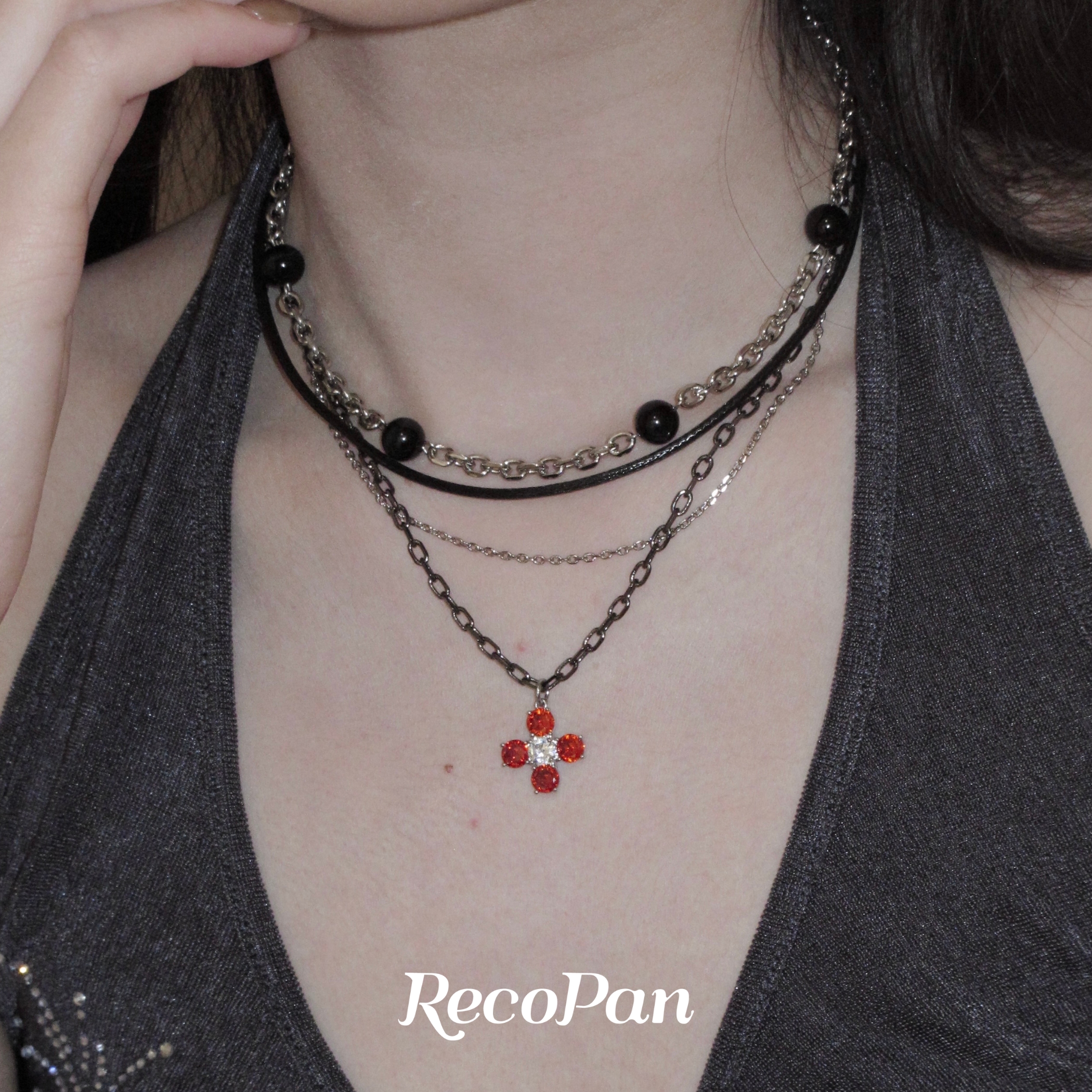 RecoPan梦核恶女黑玛瑙多层项链