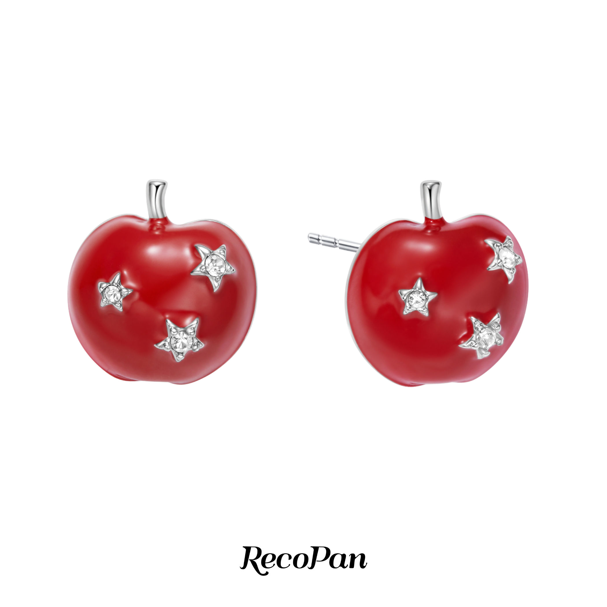 RecoPan圣诞夜的兔子/新品礼物寓意好运苹果星星925银针耳钉耳环
