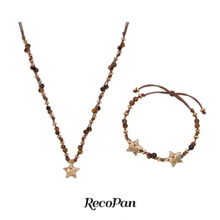 RecoPan重塑未来/星星吊坠精致串珠虎眼石k金锁骨链项链手链女