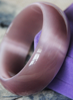 正品浅紫色猫眼石招桃花转运手镯