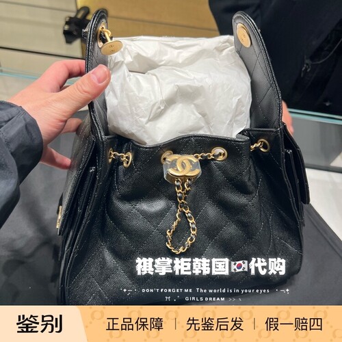 祺掌柜韩国Chanel香奈儿25bag小号黑色托特 链条斜挎单肩手提