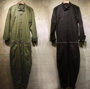 原创新款潮男大码修身连体衣街头休闲潮拍分体拉链长款套装衣裤