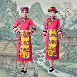正宗土族演出服女少数民族表演服苗族彝族舞蹈服学校团体表演服装