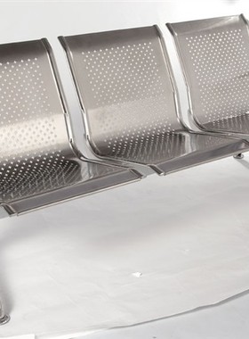 室外银行排椅加厚公共座椅带靠背蓝色皮垫休闲椅不锈钢长连体椅子