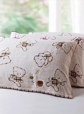 金号枕巾纯棉 专柜正品 双层布艺家居实用G2478WH 一对