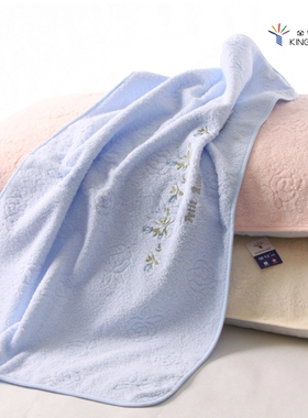 金号枕巾纯棉 素色圆角 优雅刺绣 4201H一对