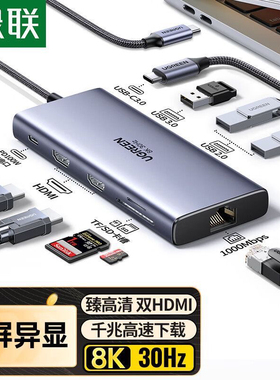 绿联15534 15770 拓展坞十合一三屏异显双HDMI高清投 35588 35625