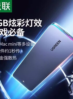 绿联25665 m2固态硬盘盒子nvme/sata20gbpsm.2移动硬盘外接盒RGB