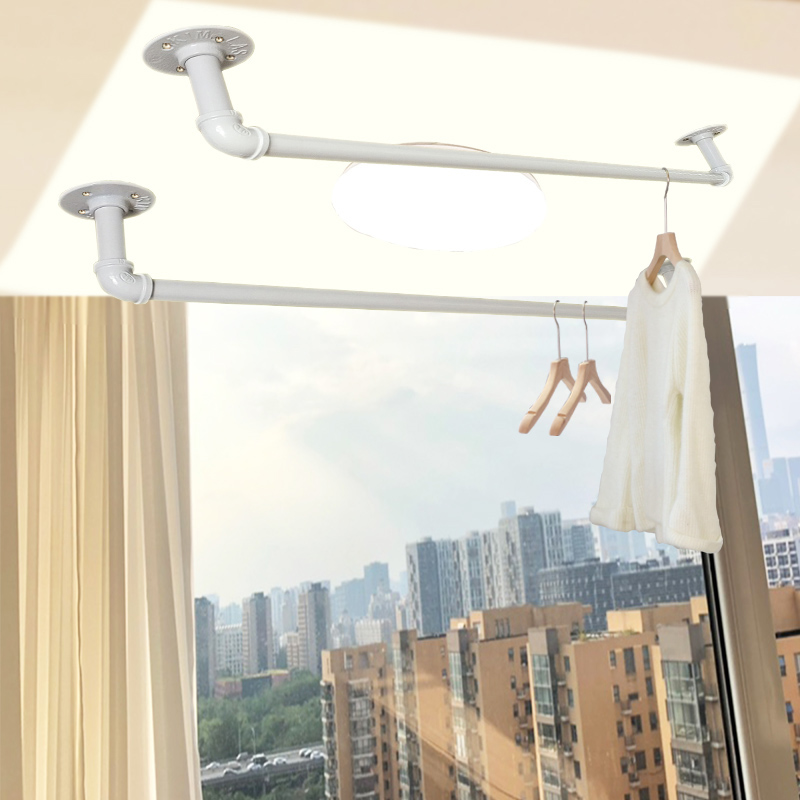 晾衣杆阳台顶装家用飘窗固定式
