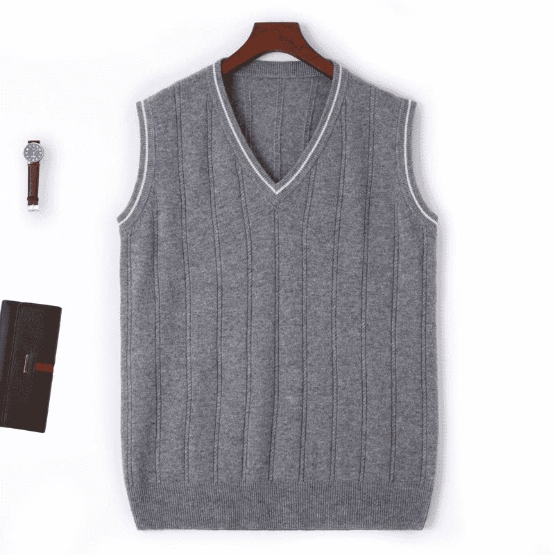 DS803,新款男士100%羊毛衫鸡心领针织马甲背心无袖针织衫