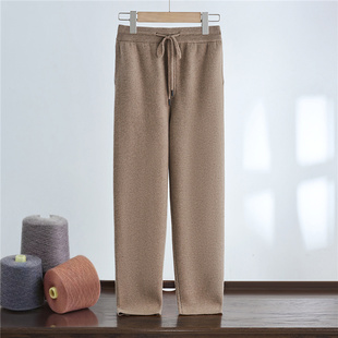 系绳针织卫裤 加厚空气层四平铅笔裤 羊绒休闲长裤 DQ25104秋冬男士