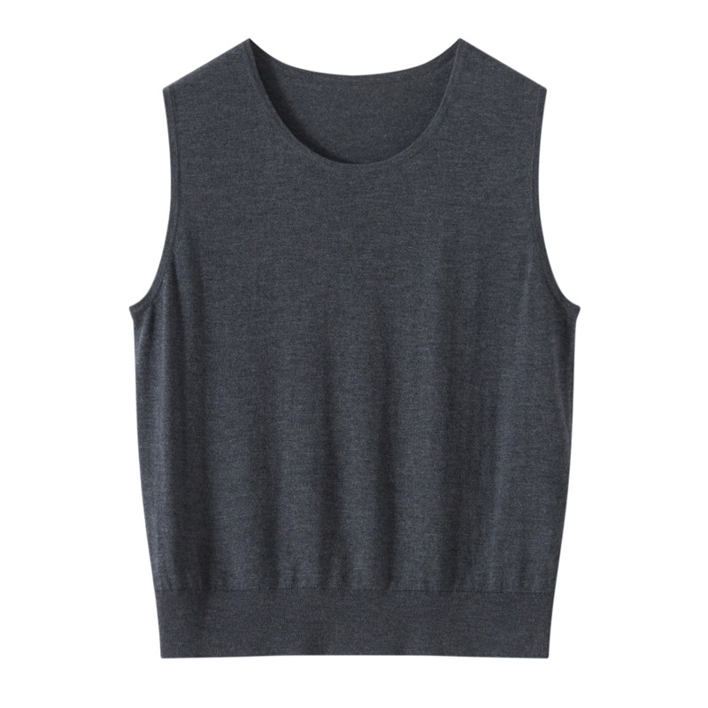 DY742四季可穿女士精纺羊毛圆领针织背心 简约无袖纯色基础款内搭