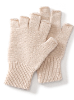 MJ1118秋冬女士羊绒露指手套 保暖针织半指手套 办公触屏灵活手套