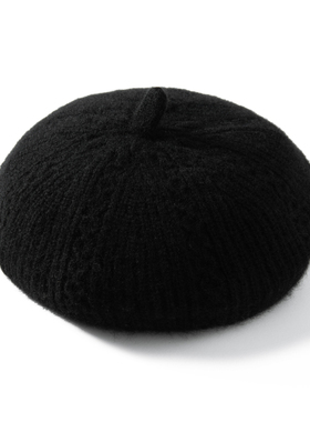 PS1001秋冬女士100%山羊绒保暖针织贝雷帽,户外出行,洋气百搭