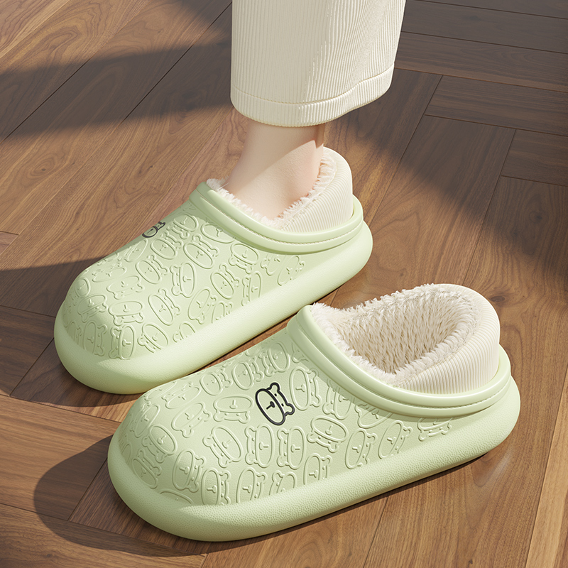 棉拖鞋防滑保暖加绒包跟简约家居