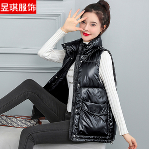 秋冬羽绒棉马甲女亮面背心坎肩棉衣2023新款韩版保暖棉服上衣外套